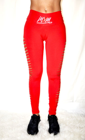 Red Ripped Leggings